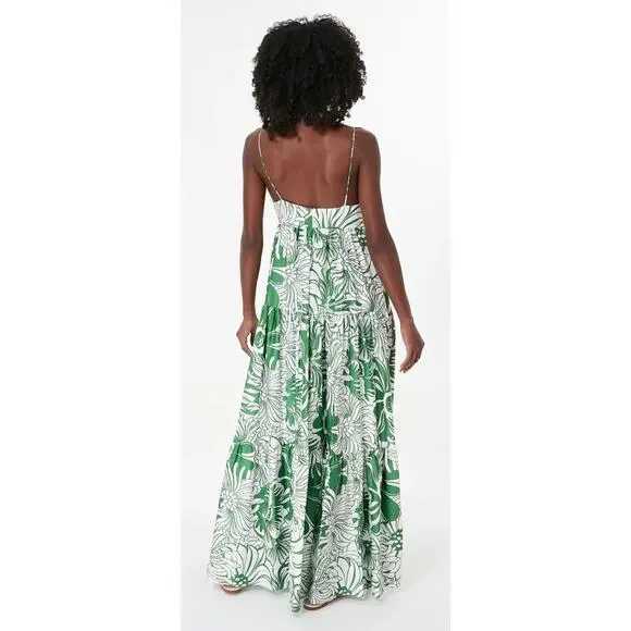 Borgo De Nor Calypso Green Merle Cotton Sleeveless Maxi Dress Gown Tuckernuck - Picture 4 of 13